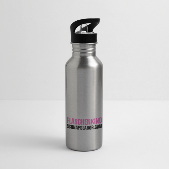 Flaschenkind - Trinkflasche mit integriertem Trinkhalm - Lightsilver