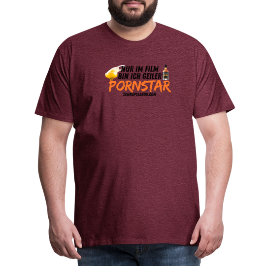 Männer Premium T-Shirt - Bordeauxrot meliert