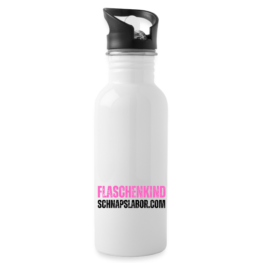 Flaschenkind - Trinkflasche mit integriertem Trinkhalm - Weiß