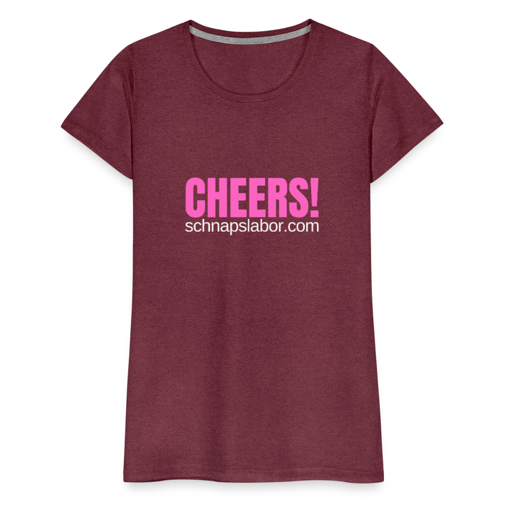 Cheers - Frauen Premium T-Shirt - Bordeauxrot meliert