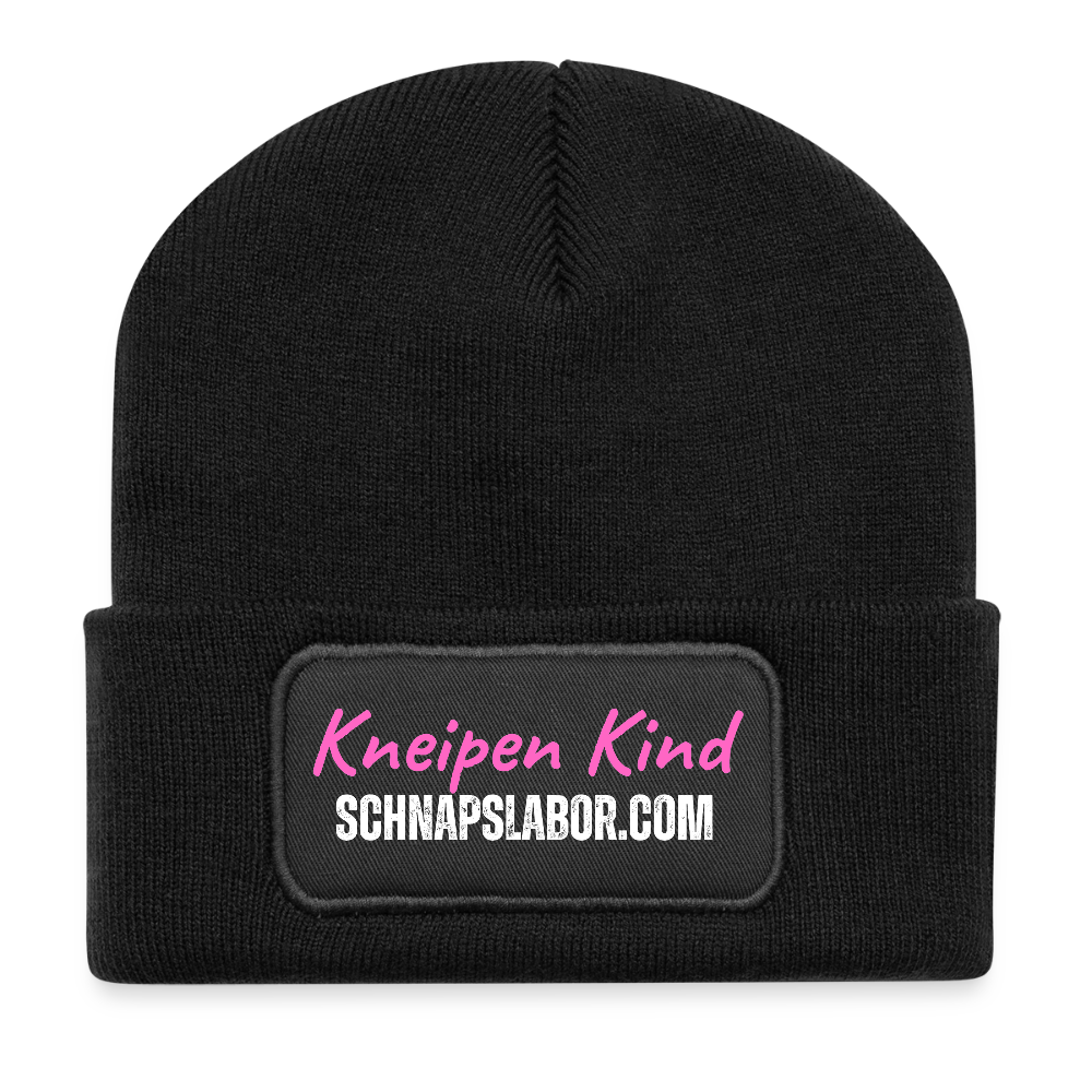 Kneipen Kind - Recycelte Patch Beanie - Schwarz
