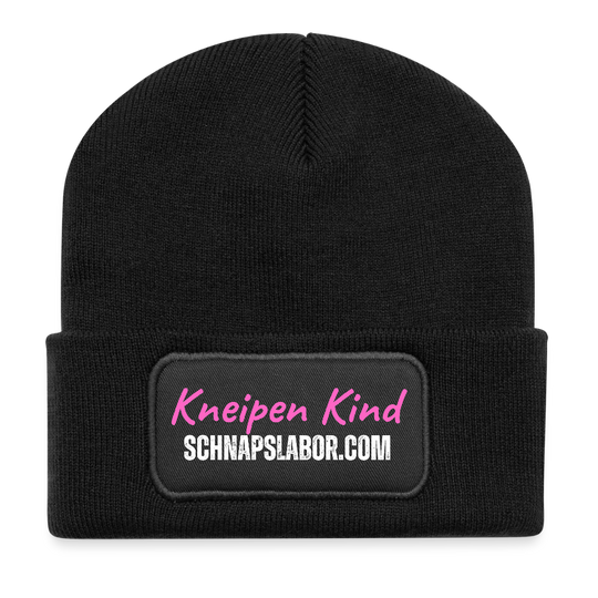 Kneipen Kind - Recycelte Patch Beanie - Schwarz