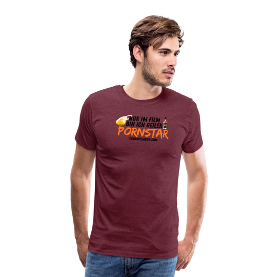 Männer Premium T-Shirt - Bordeauxrot meliert