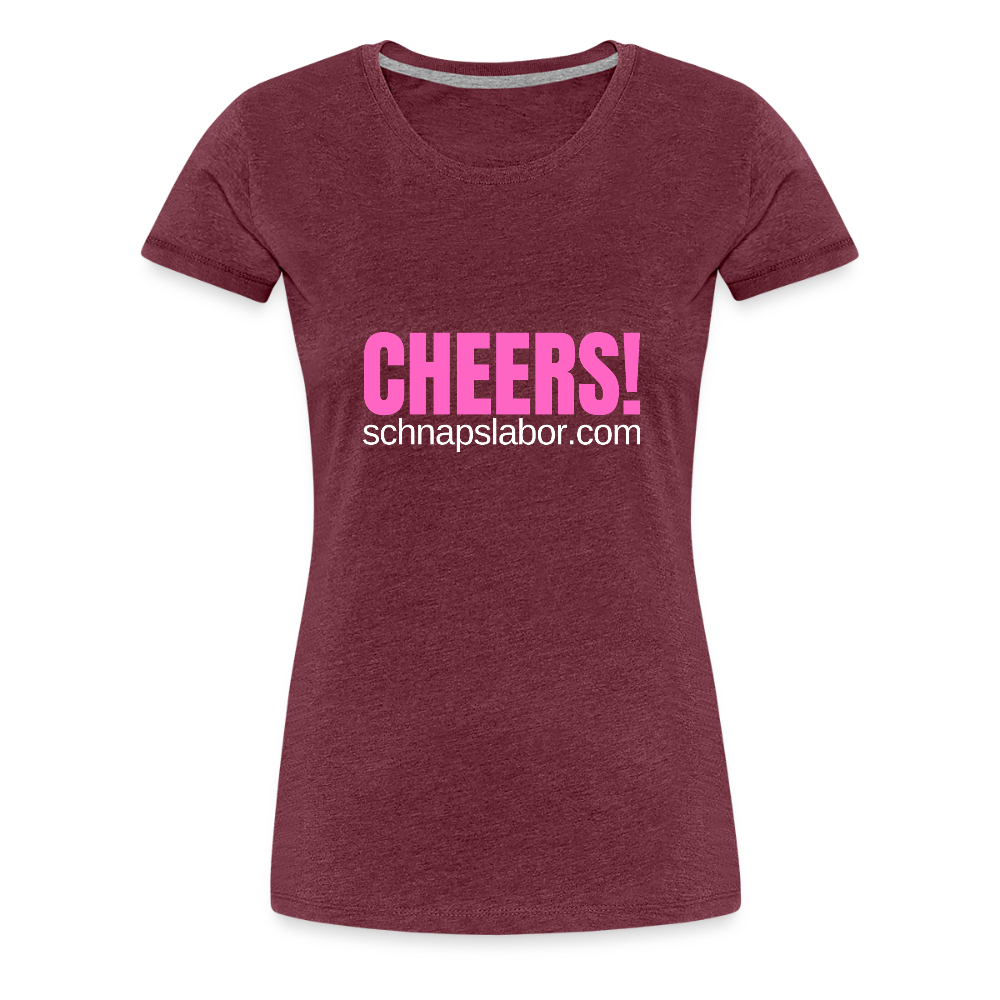 Cheers - Frauen Premium T-Shirt - Bordeauxrot meliert