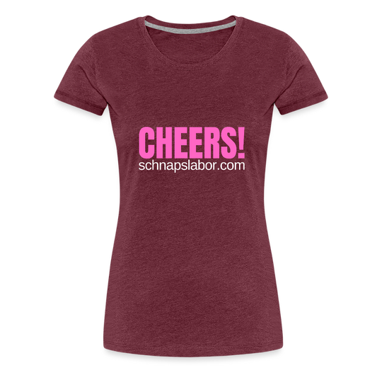 Cheers - Frauen Premium T-Shirt - Bordeauxrot meliert