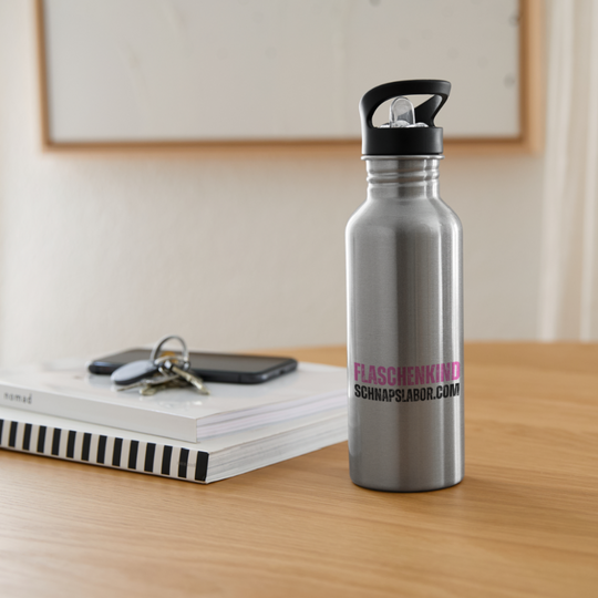 Flaschenkind - Trinkflasche mit integriertem Trinkhalm - Lightsilver