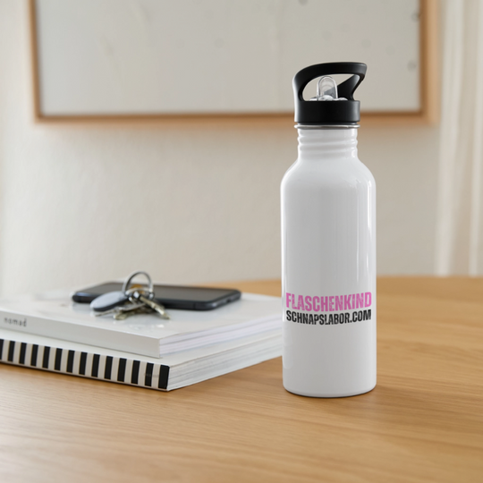 Flaschenkind - Trinkflasche mit integriertem Trinkhalm - Weiß