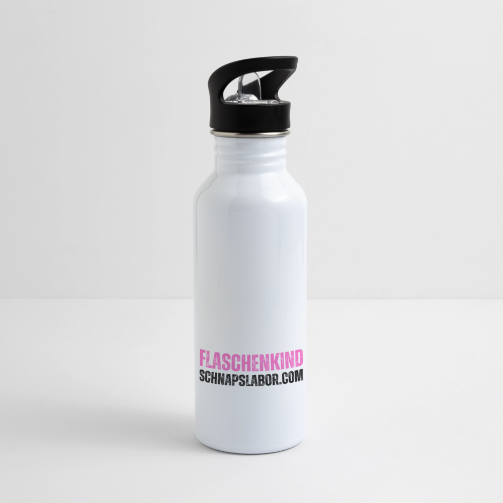 Flaschenkind - Trinkflasche mit integriertem Trinkhalm - Weiß