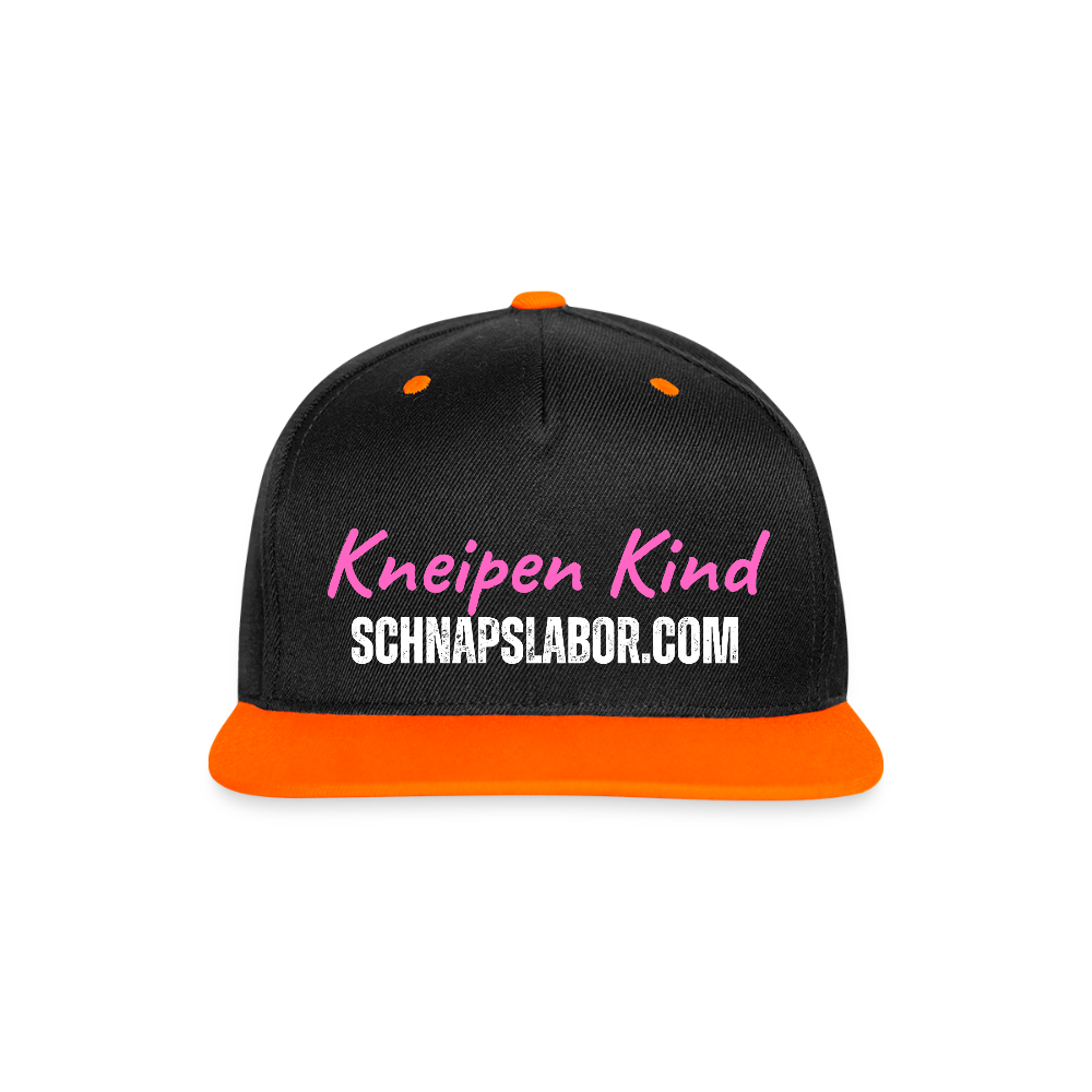 Kneipen Kind - Kontrast Snapback Cap - Schwarz/Neonorange