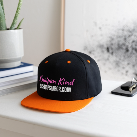 Kneipen Kind - Kontrast Snapback Cap - Schwarz/Neonorange