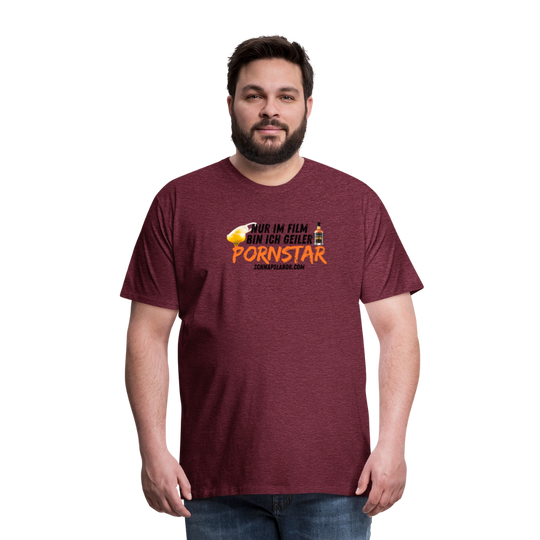 Männer Premium T-Shirt - Bordeauxrot meliert