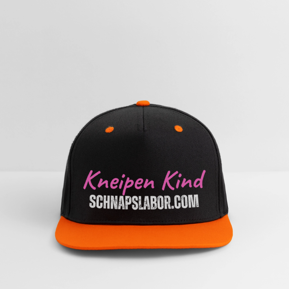 Kneipen Kind - Kontrast Snapback Cap - Schwarz/Neonorange