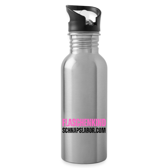 Flaschenkind - Trinkflasche mit integriertem Trinkhalm - Lightsilver