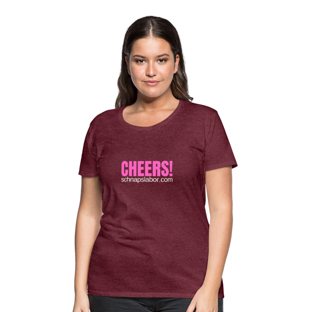 Cheers - Frauen Premium T-Shirt - Bordeauxrot meliert