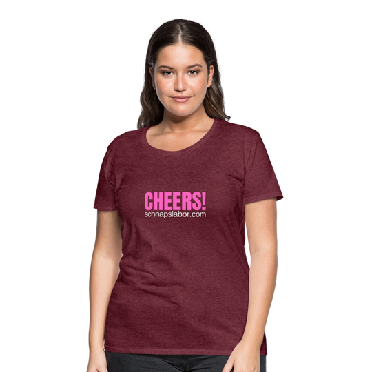 Cheers - Frauen Premium T-Shirt - Bordeauxrot meliert
