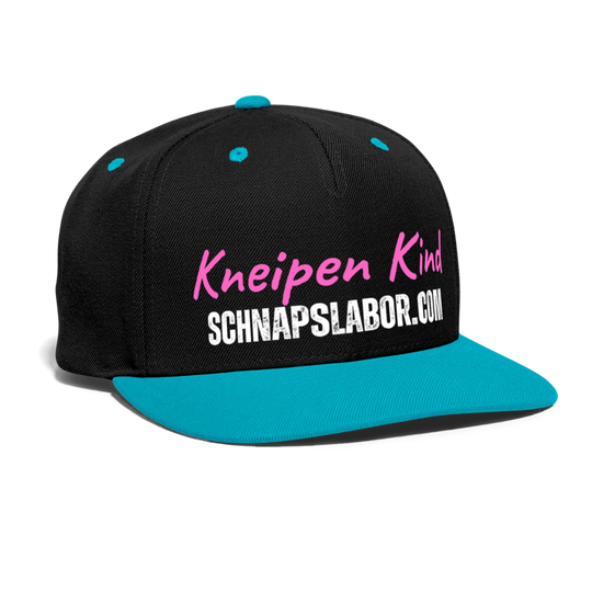 Kneipen Kind - Kontrast Snapback Cap - Schwarz/Türkis