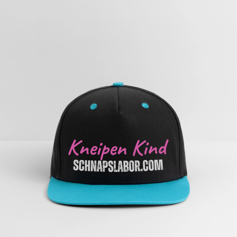Kneipen Kind - Kontrast Snapback Cap - Schwarz/Türkis