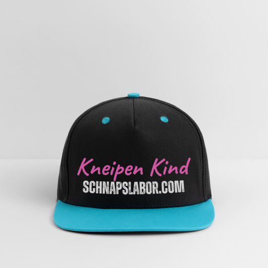 Kneipen Kind - Kontrast Snapback Cap - Schwarz/Türkis