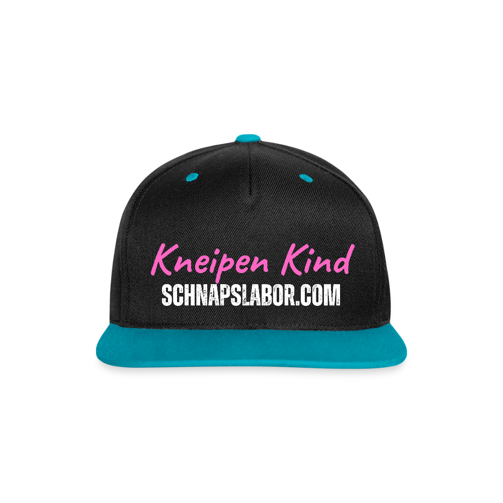 Kneipen Kind - Kontrast Snapback Cap - Schwarz/Türkis