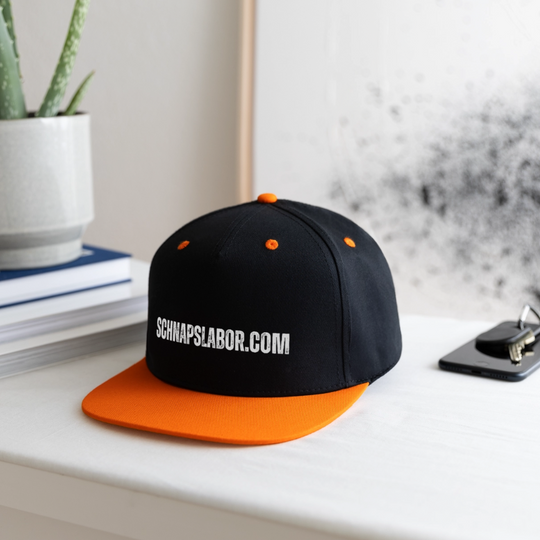 Schnapslabor - Kontrast Snapback Cap - Schwarz/Neonorange