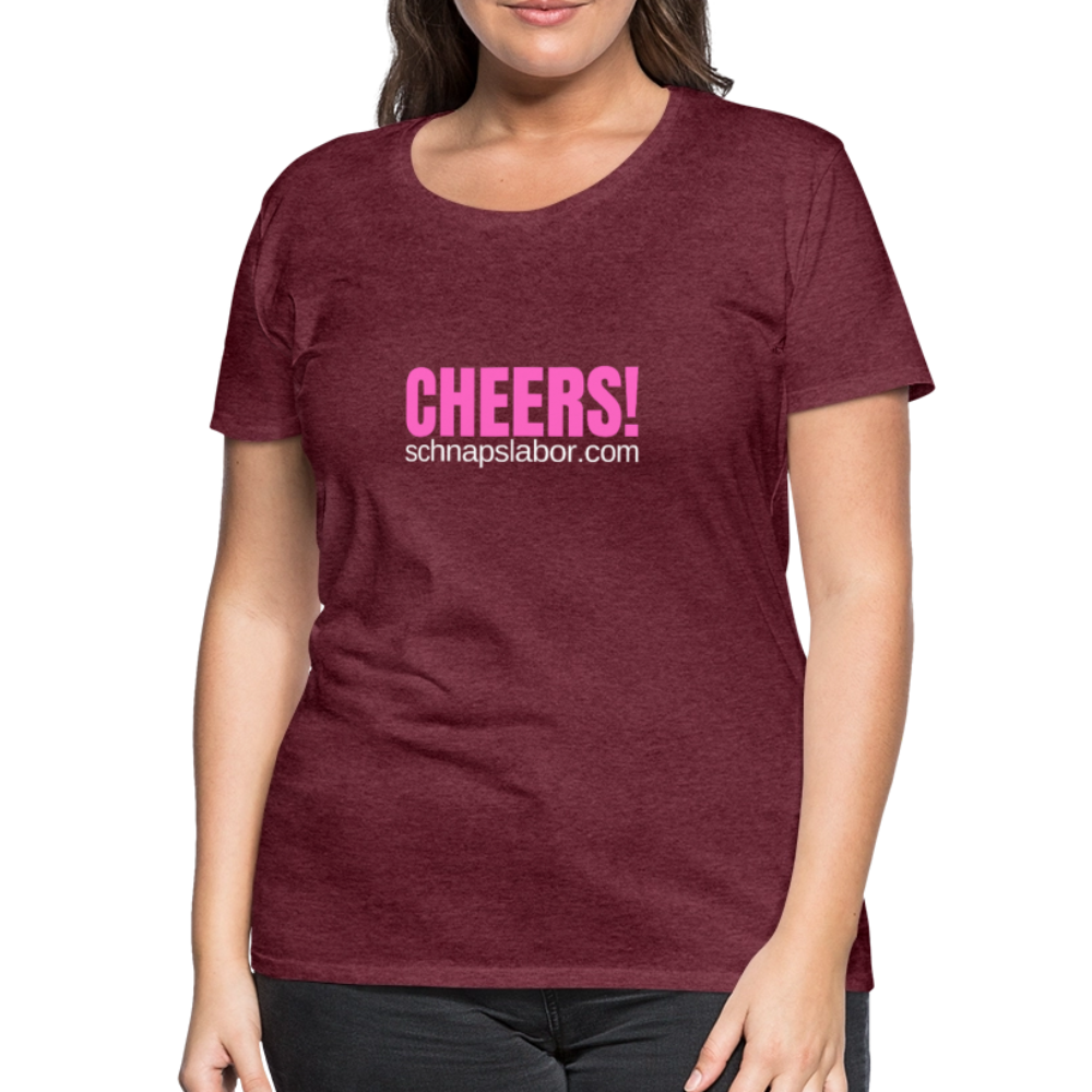 Cheers - Frauen Premium T-Shirt - Bordeauxrot meliert