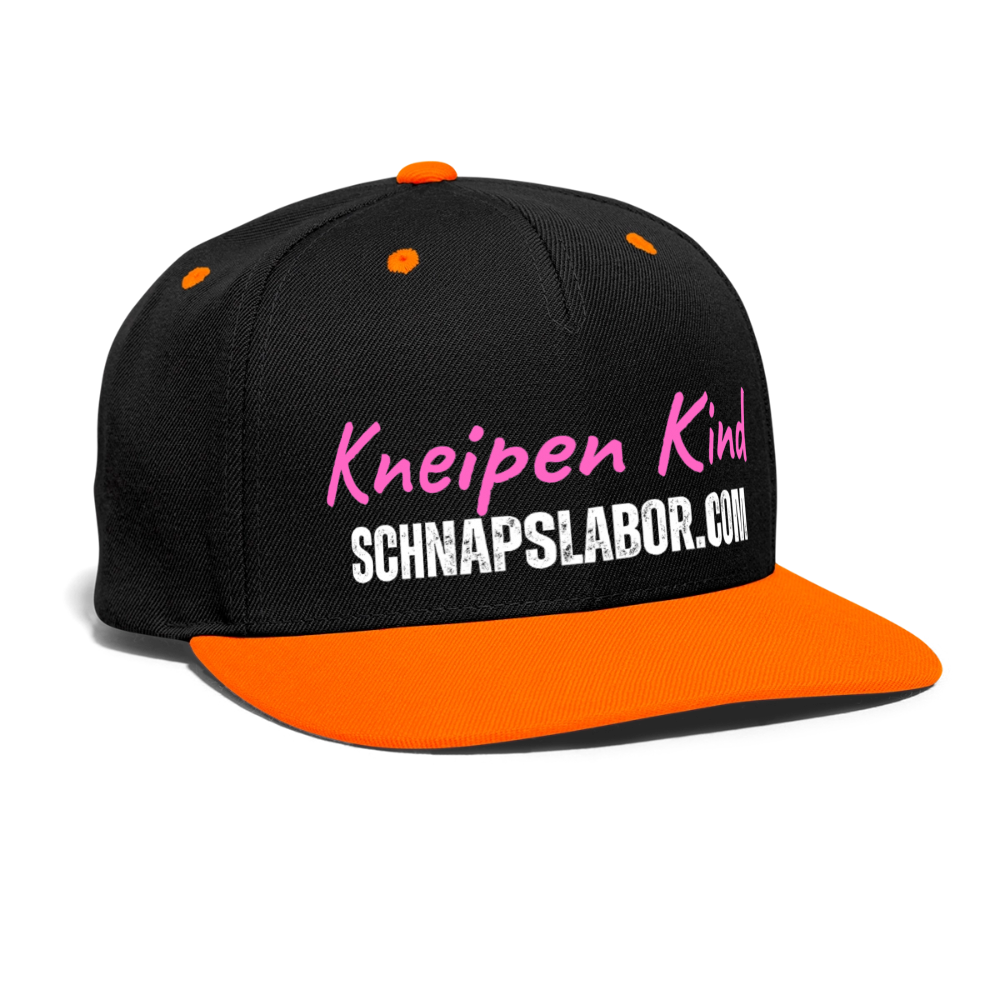 Kneipen Kind - Kontrast Snapback Cap - Schwarz/Neonorange