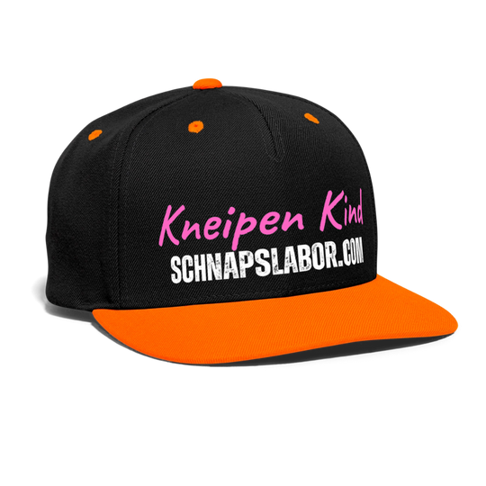 Kneipen Kind - Kontrast Snapback Cap - Schwarz/Neonorange