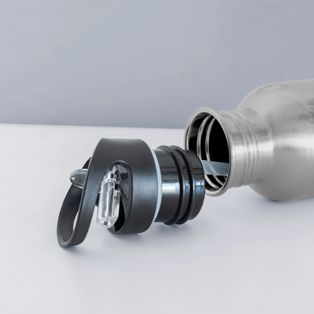 Flaschenkind - Trinkflasche mit integriertem Trinkhalm - Lightsilver
