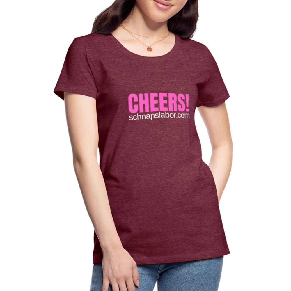 Cheers - Frauen Premium T-Shirt - Bordeauxrot meliert