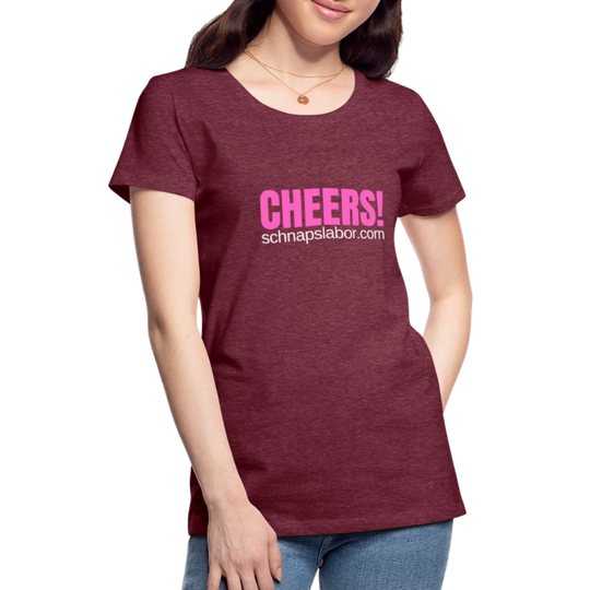 Cheers - Frauen Premium T-Shirt - Bordeauxrot meliert